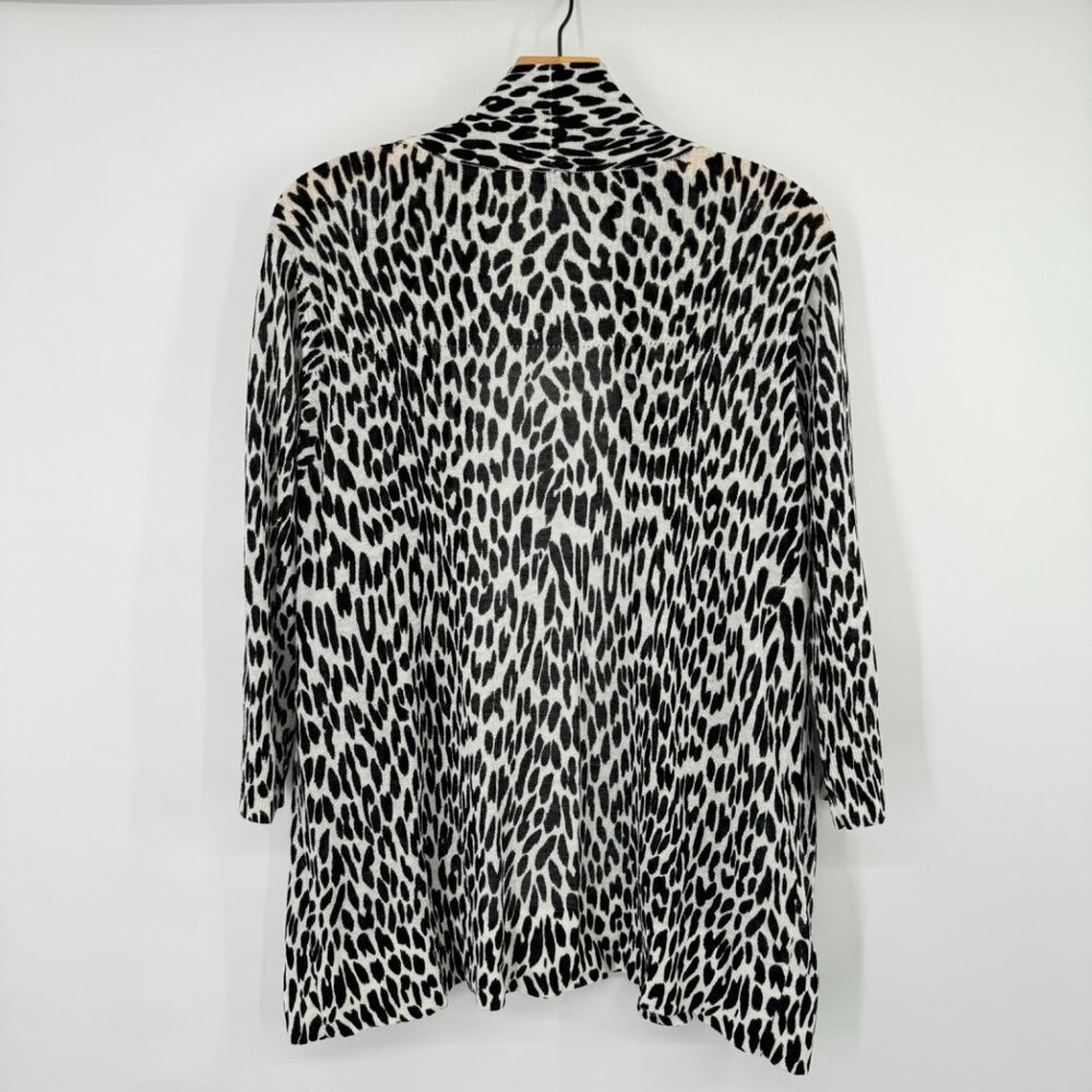 Etoile Leopard Print Open Front Cardigan Sweater black linen blend size medium - Picture 8 of 10